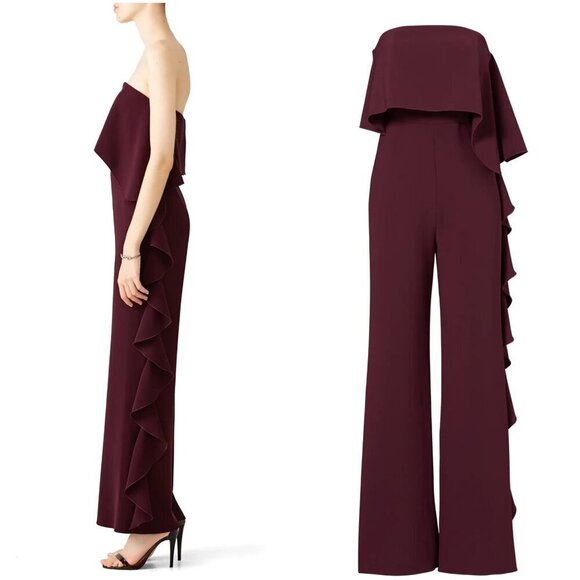 Alexis Kendall Ruffle Strapless Jumpsuit in Plum Size S NWT - Picture 2 of 11